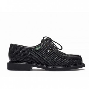 Pantofi Derby Paraboot Michael Raphia Barbati Negrii | 356-UAQFMO